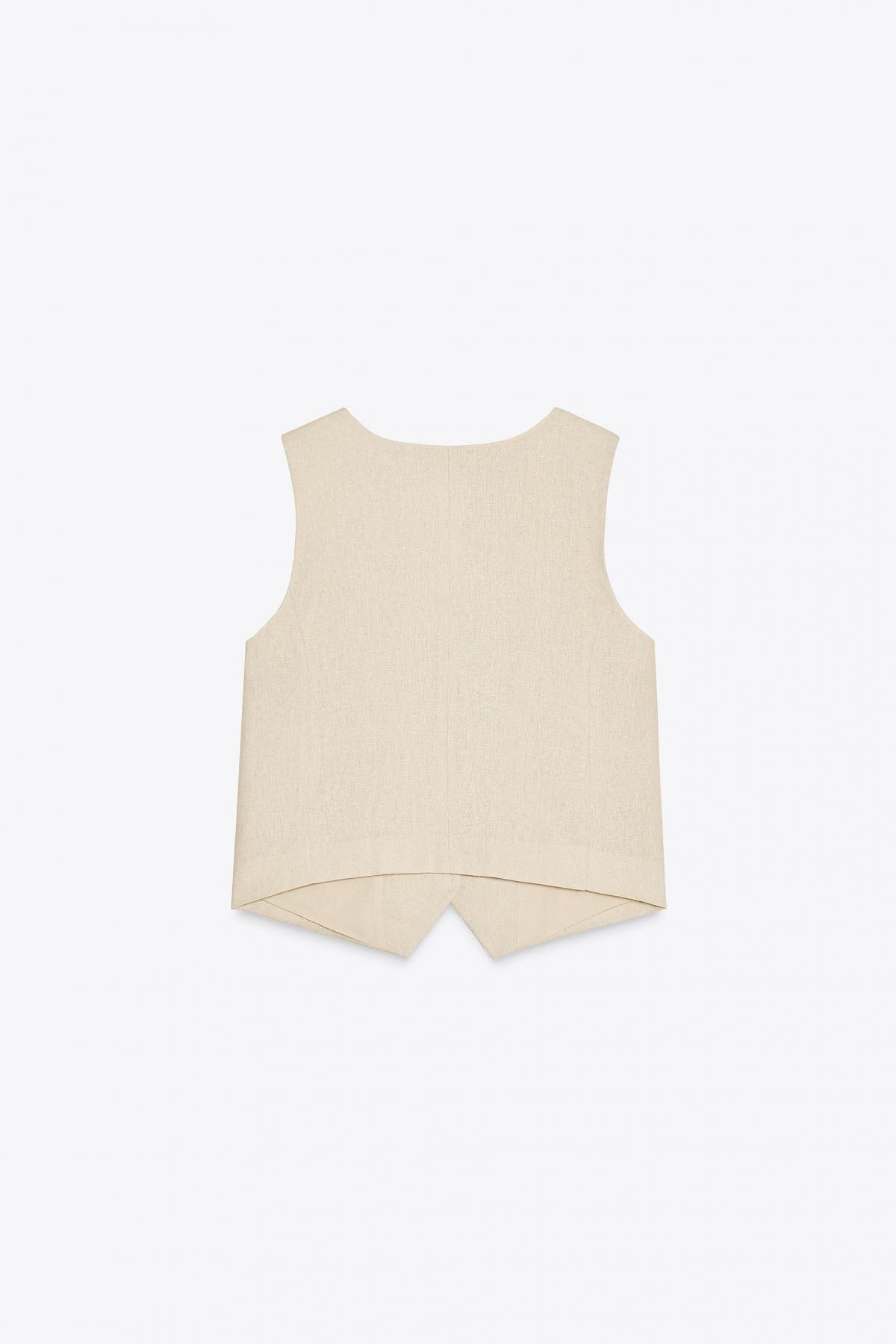자라 린넨 블렌드 테일러드 베스트 2753/121 LIGHT BEIGE - 상세 이미지 4