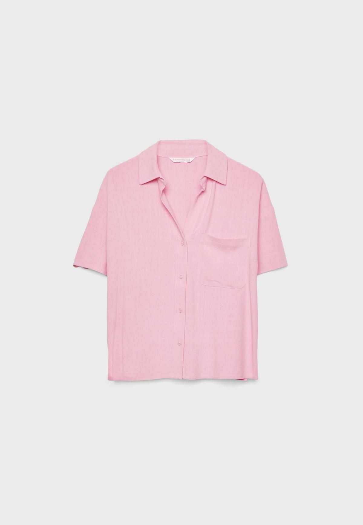 스트라디바리우스 러블리 린넨 블렌드 핑크 반팔 셔츠 2006/741 PASTEL PINK - 상품 이미지