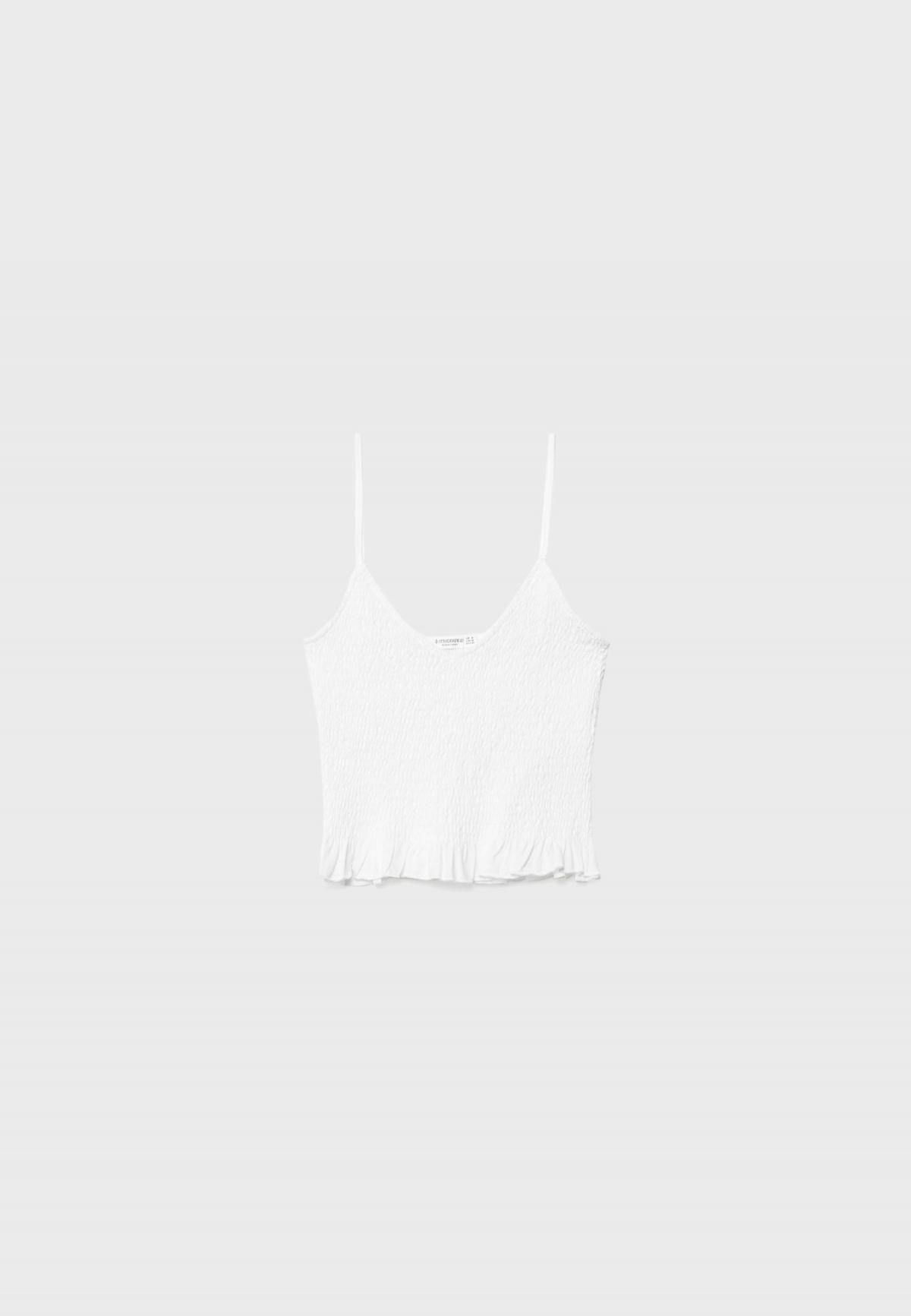 스트라디바리우스 베이직 스트레치 브이넥 스트랩 탑 6501/410 ECRU - 메인 이미지