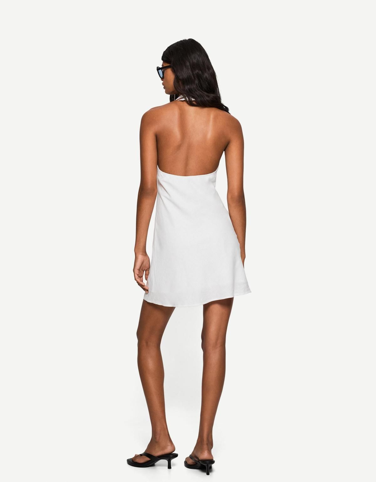 버쉬카 린넨 블렌드 홀터 미니 원피스 0748/710 WHITE - 상세 이미지 4