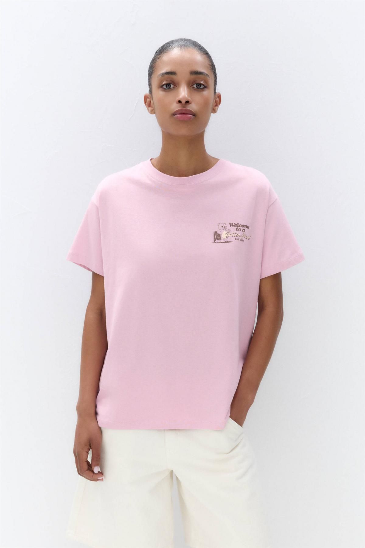 풀앤베어 오버핏 베어 그래픽 반팔 티셔츠 3248/398 MEDIUM PINK - 상세 이미지 2