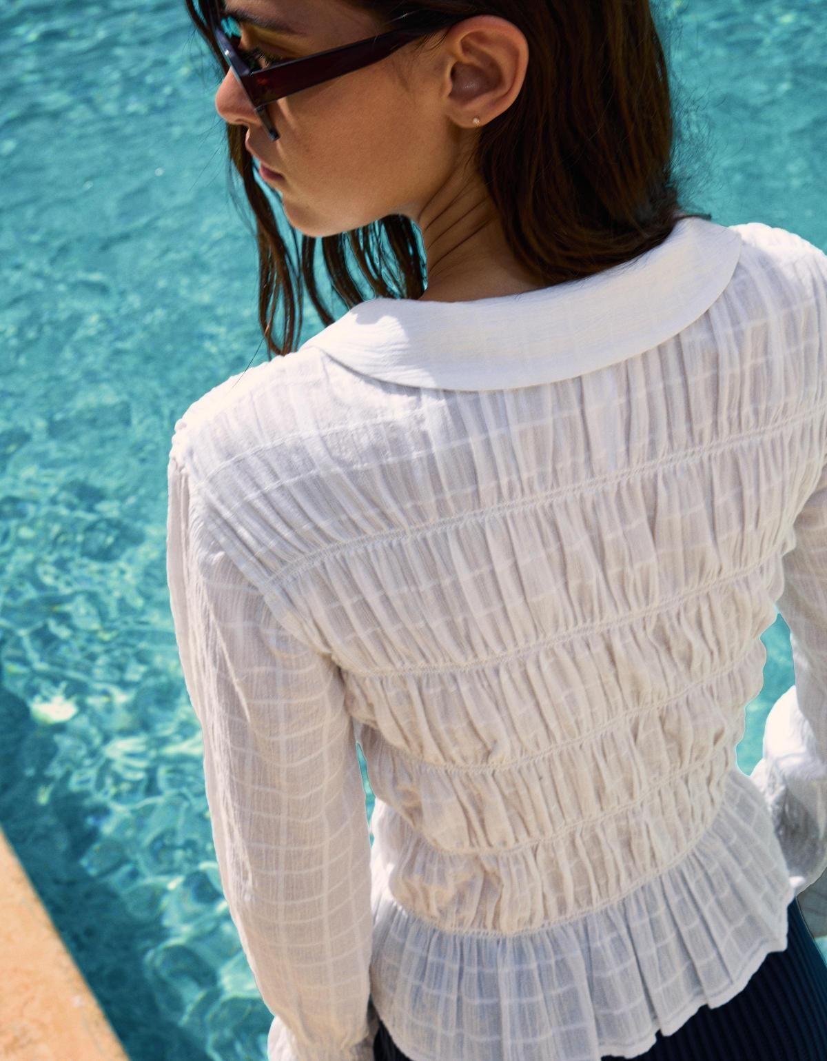 버쉬카 러스틱 셔링 블라우스 6258/494 WHITE - 상세 이미지 3
