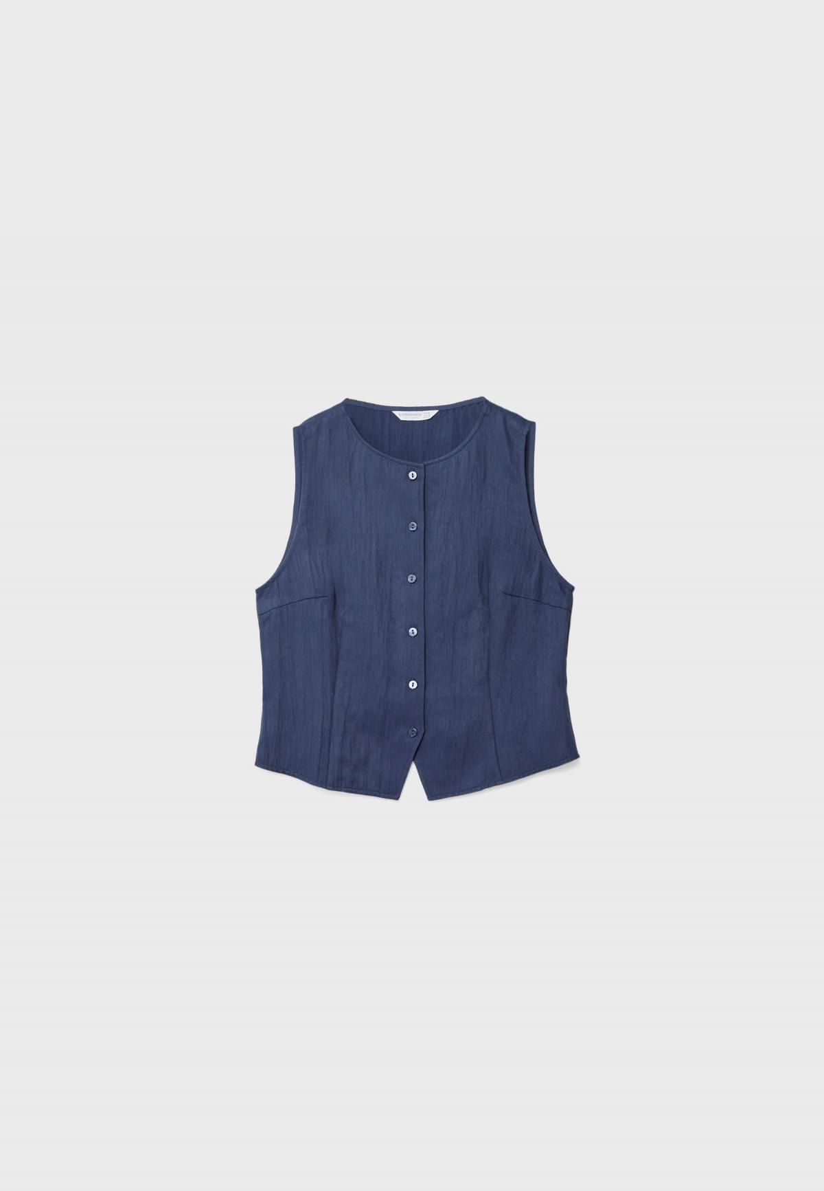 스트라디바리우스 텍스처 버튼 민소매 베스트 탑 2016/455 NAVY BLUE - 메인 이미지