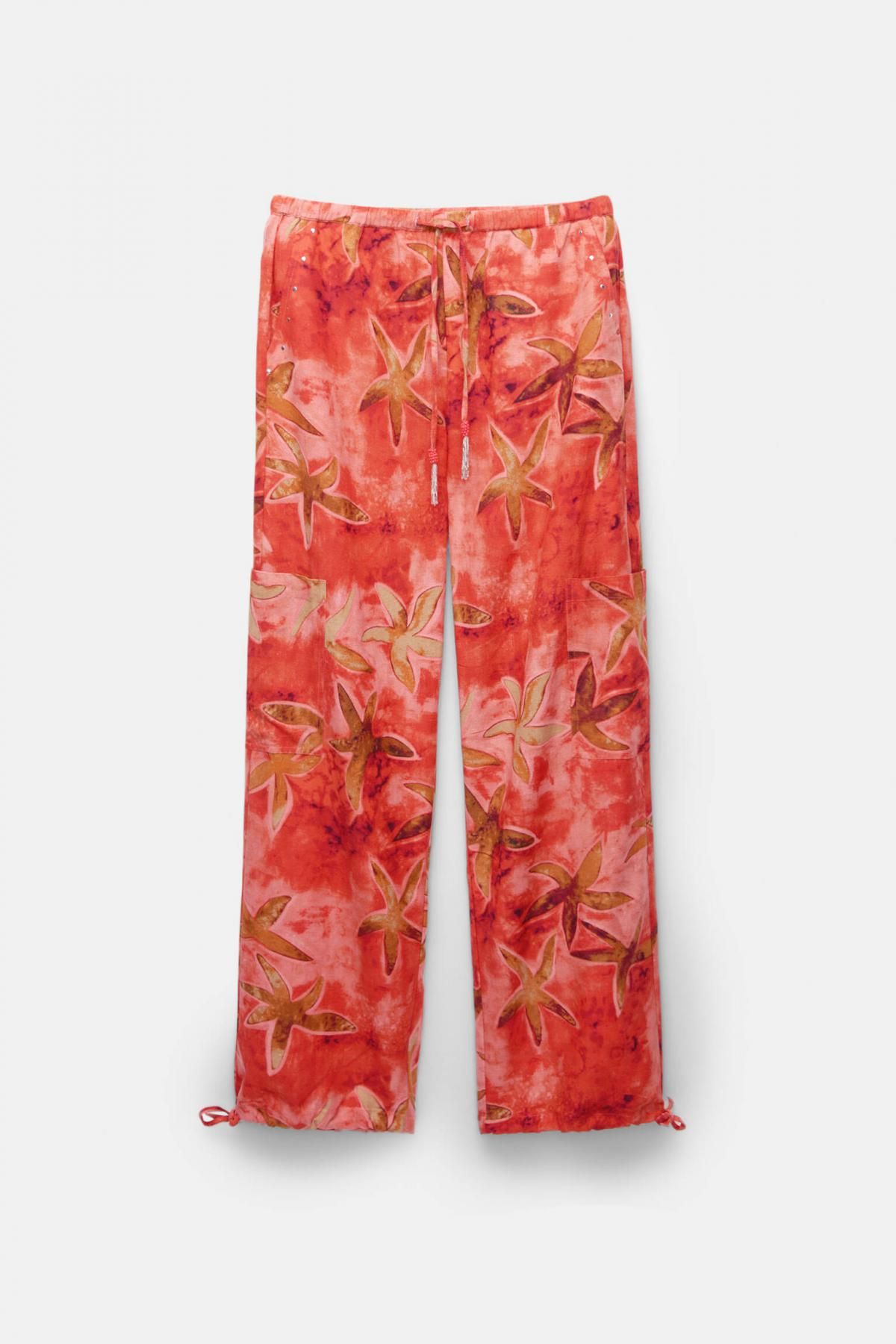 풀앤베어 플로럴 러스틱 와이드 팬츠 7675/306 RED - 상품 이미지