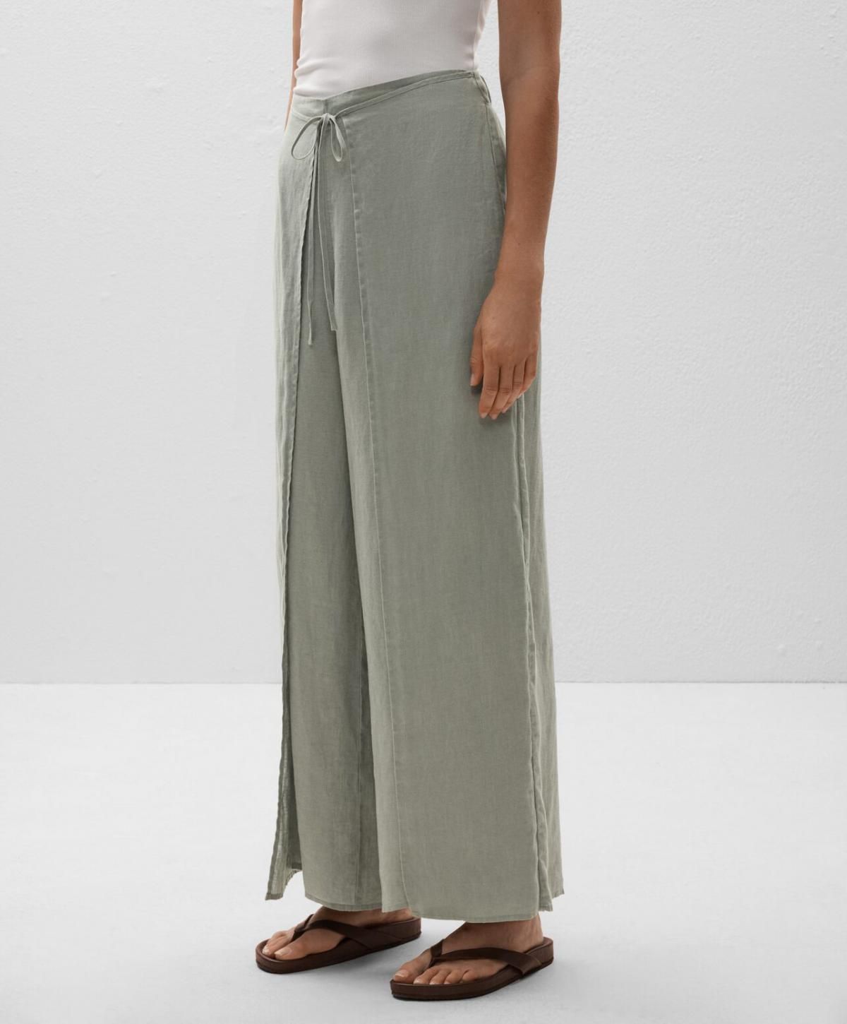 오이쇼 내추럴 린넨 와이드 스트레이트 팬츠 3331/873 TURQUOISE - 상품 이미지