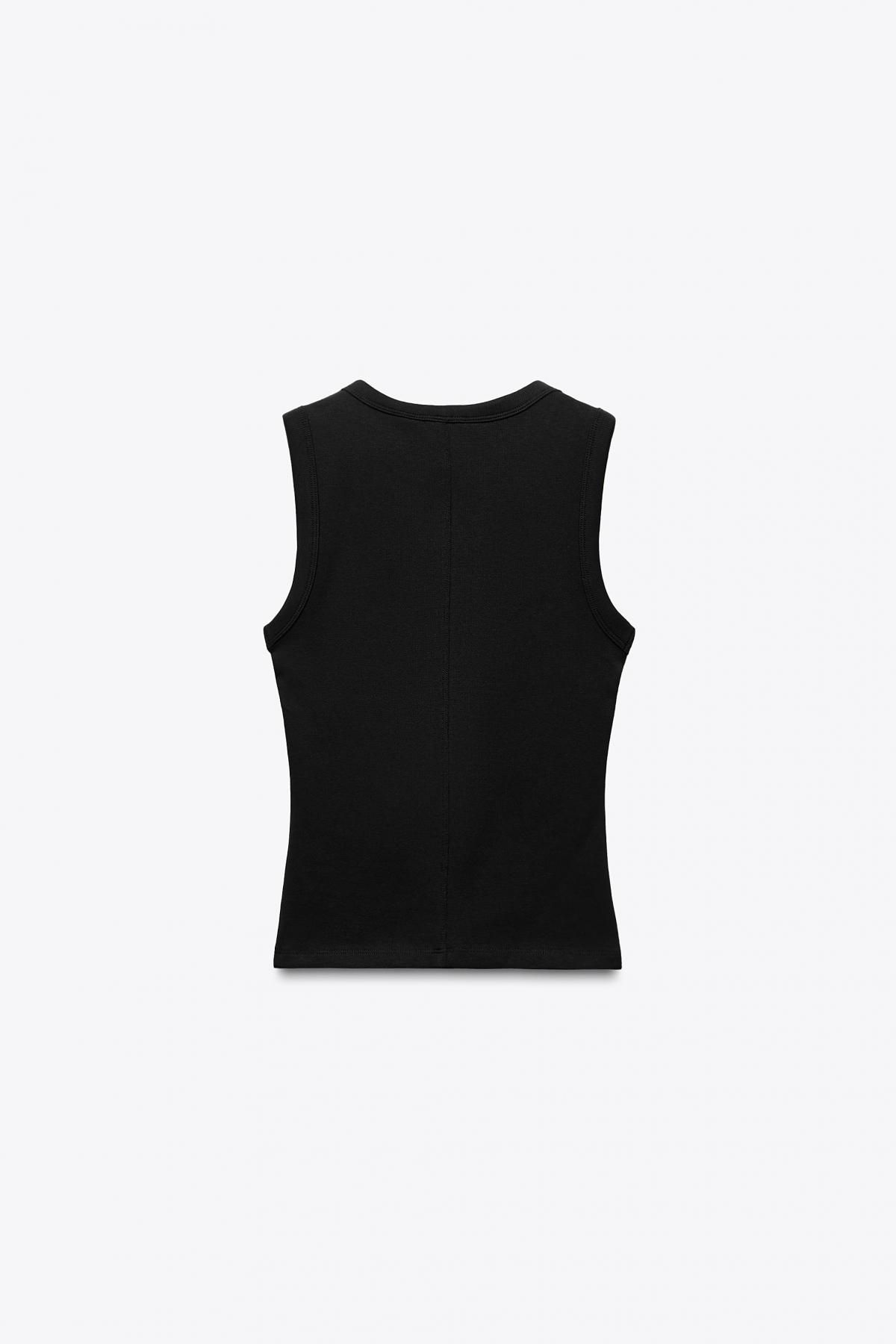 자라 베이직 슬림핏 골지 민소매 탑 4424/300 BLACK - 상세 이미지 2