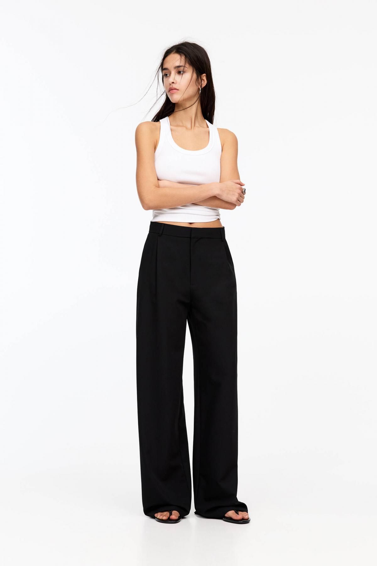 풀앤베어 하이웨이스트 테크니컬 와이드 슬랙스 팬츠 3680/351 BLACK - 상세 이미지 3