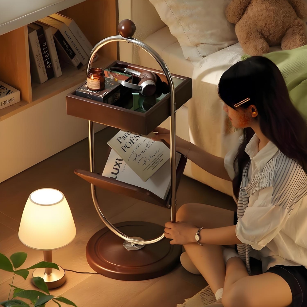 우드 원목 테이블 소파 침대 선반 수납 서브 틈새 책상 사이드테이블 슬림 간이 침대선반 - 상세 이미지 2