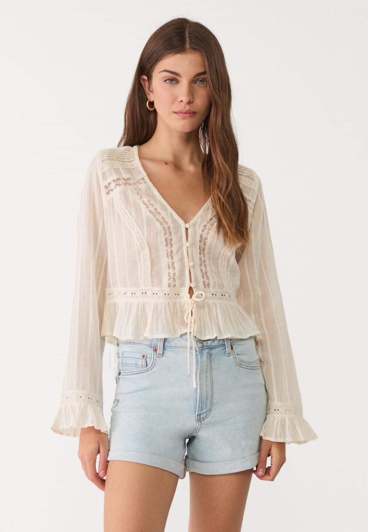 스트라디바리우스 하이웨이스트 데님 슬림 맘핏 반바지 1365/425 LIGHT BLEACH - 상세 이미지 5