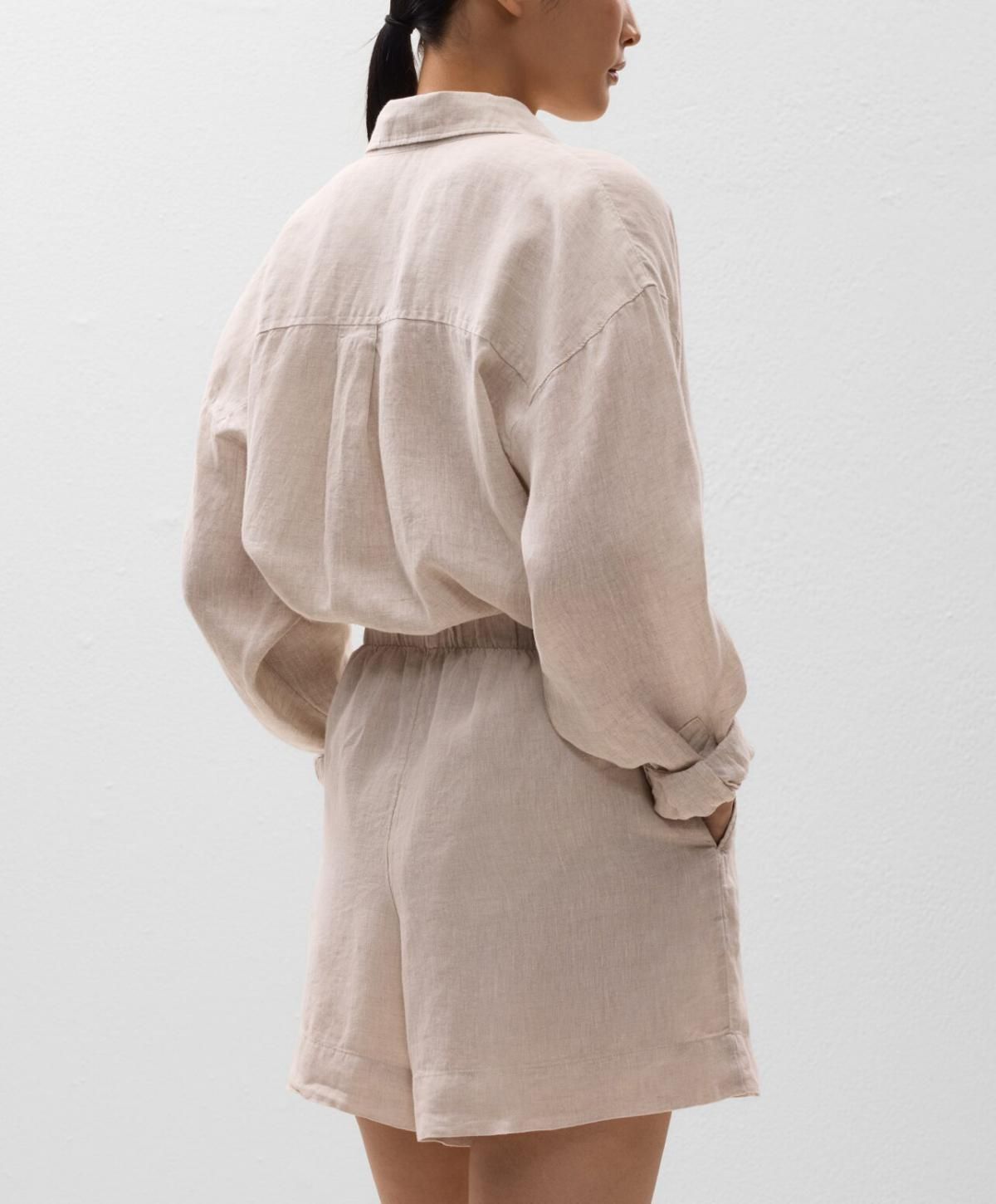 오이쇼 린넨 내추럴 베이지 버뮤다 반바지 3342/874 SANDMELANGE - 상세 이미지 5