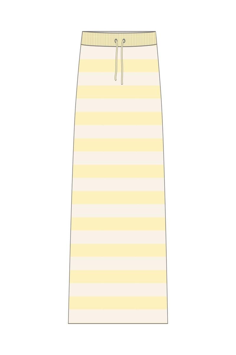 타이니코튼 스트라이프 미디 스커트 옐로우 화이트 밴딩 SS25-792R81 ONE COLOR - 상세 이미지 3