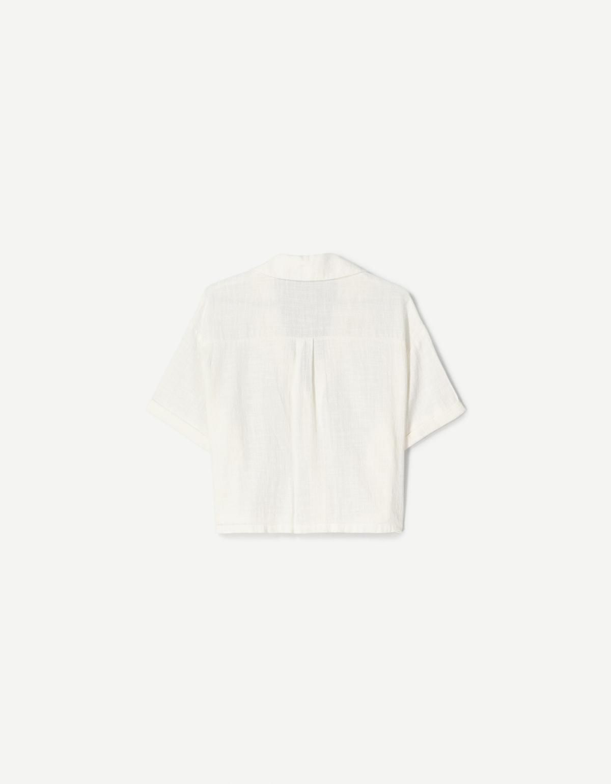 버쉬카 텍스처 러스틱 반팔 셔츠 1152/335 WHITE - 상세 이미지 2