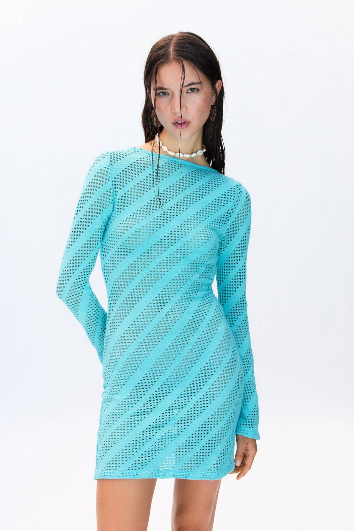 풀앤베어 트렌디 컷워크 오픈백 미니 원피스 민트 7394/419 TURQUOISE - 상세 이미지 3
