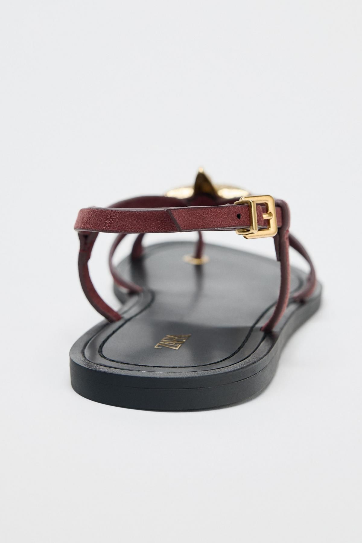 자라 메탈 디테일 미니멀 스트랩 샌들 2641/610 BURGUNDY RED - 상세 이미지 5