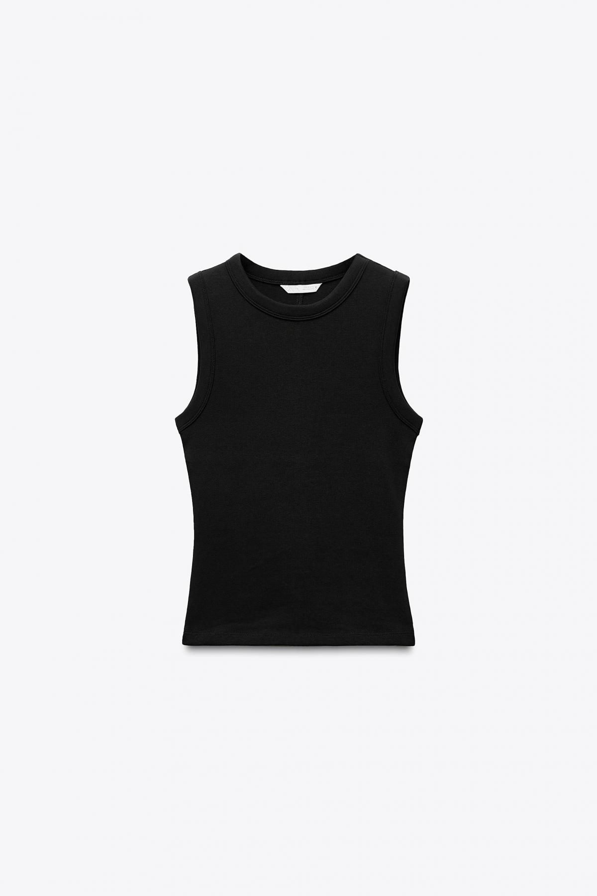 자라 베이직 슬림핏 골지 민소매 탑 4424/300 BLACK - 메인 이미지
