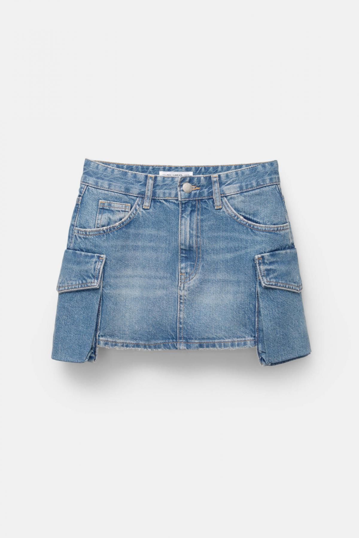풀앤베어 데님 카고 미니 스커트 3361/200 MEDIUM BLUE - 메인 이미지