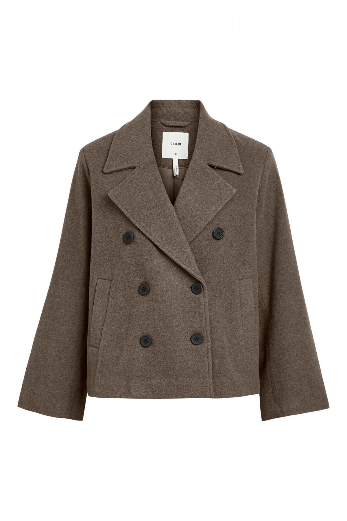 오브젝트 친환경 더블 브레스트 숏 울 코트 7930146 GRIS - 메인 이미지