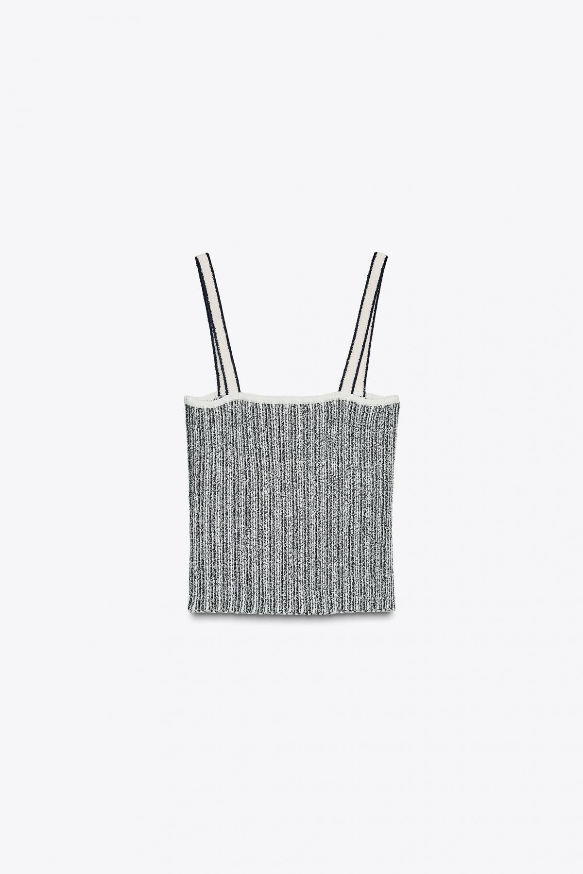 자라 스트라이프 니트 크롭 탑 8779/635 ECRU / NAVY - 상세 이미지 5
