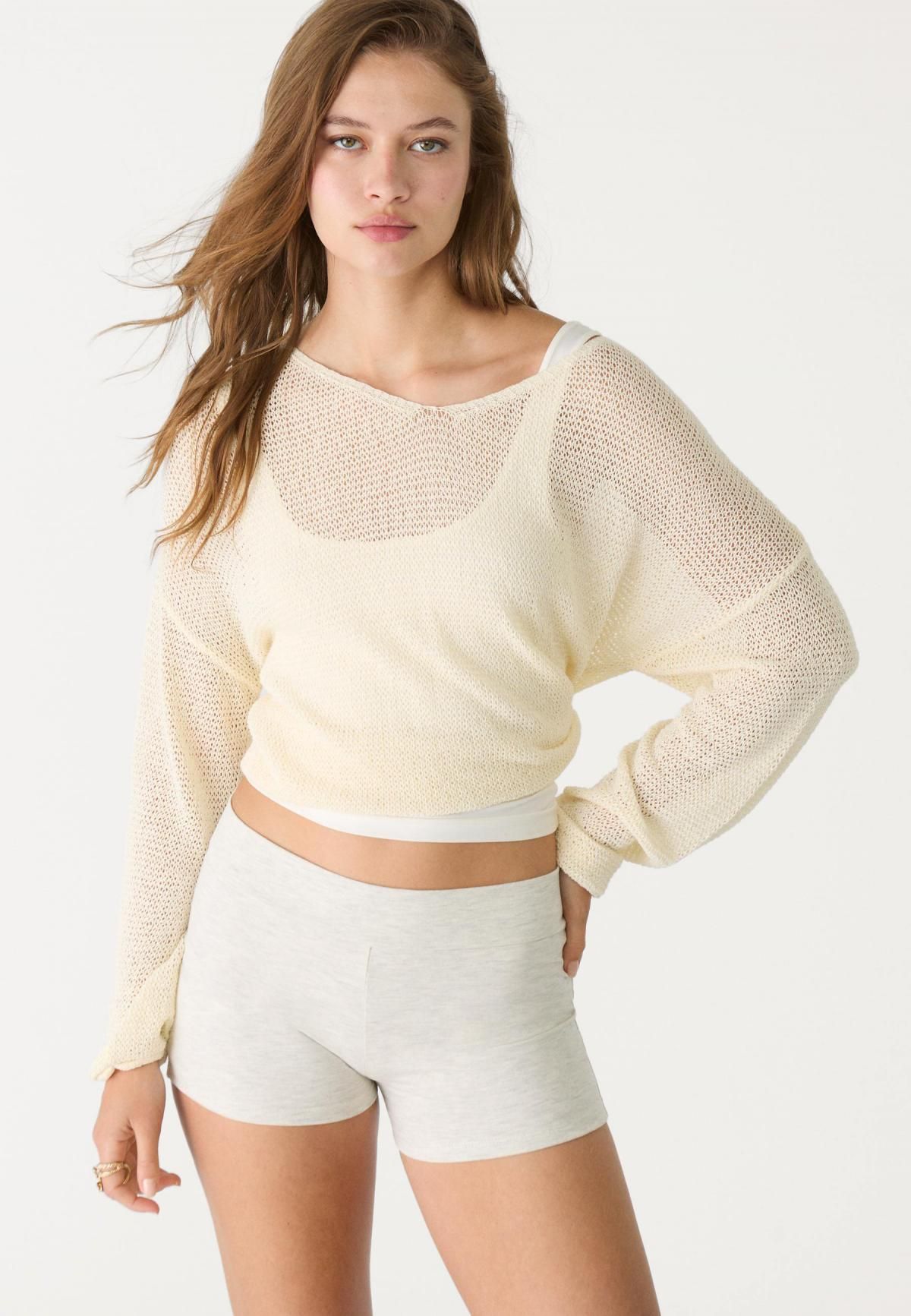 스트라디바리우스 베이직 미드라이즈 미니 쇼츠 8420/310 GREY MELANGE - 상세 이미지 5