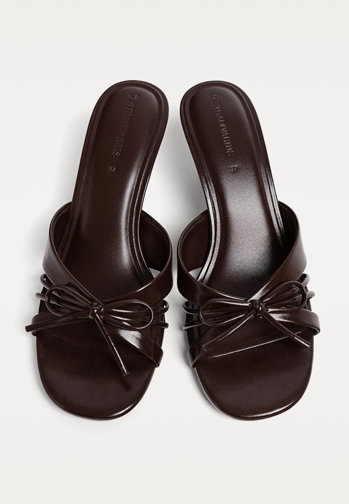 스트라디바리우스 트렌디 스트랩 보우 미들힐 샌들 9209/570 BROWN - 상세 이미지 5