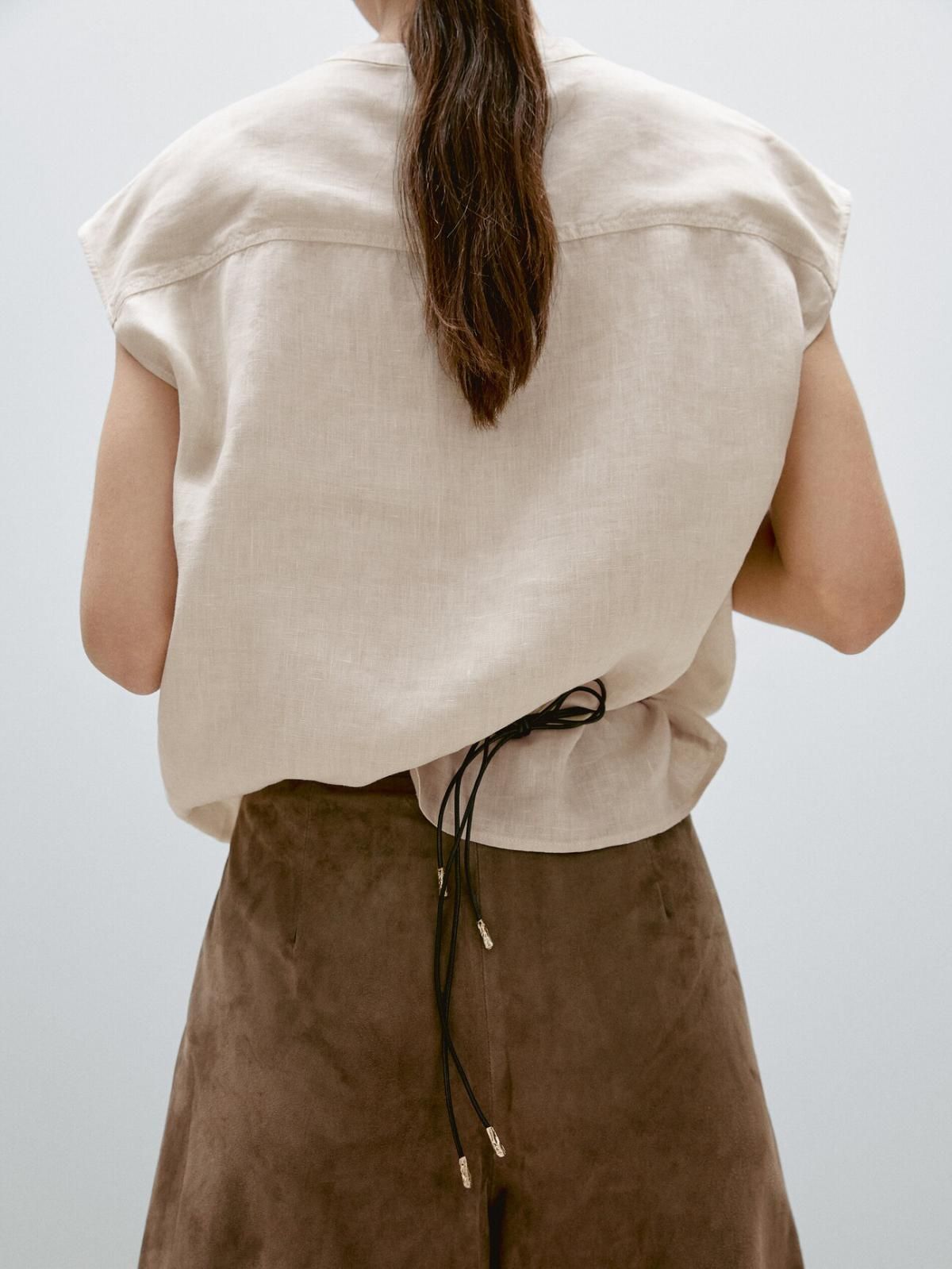 마시모두띠 체스트 디테일 린넨 베스트 5123/724 BEIGE - 상세 이미지 5
