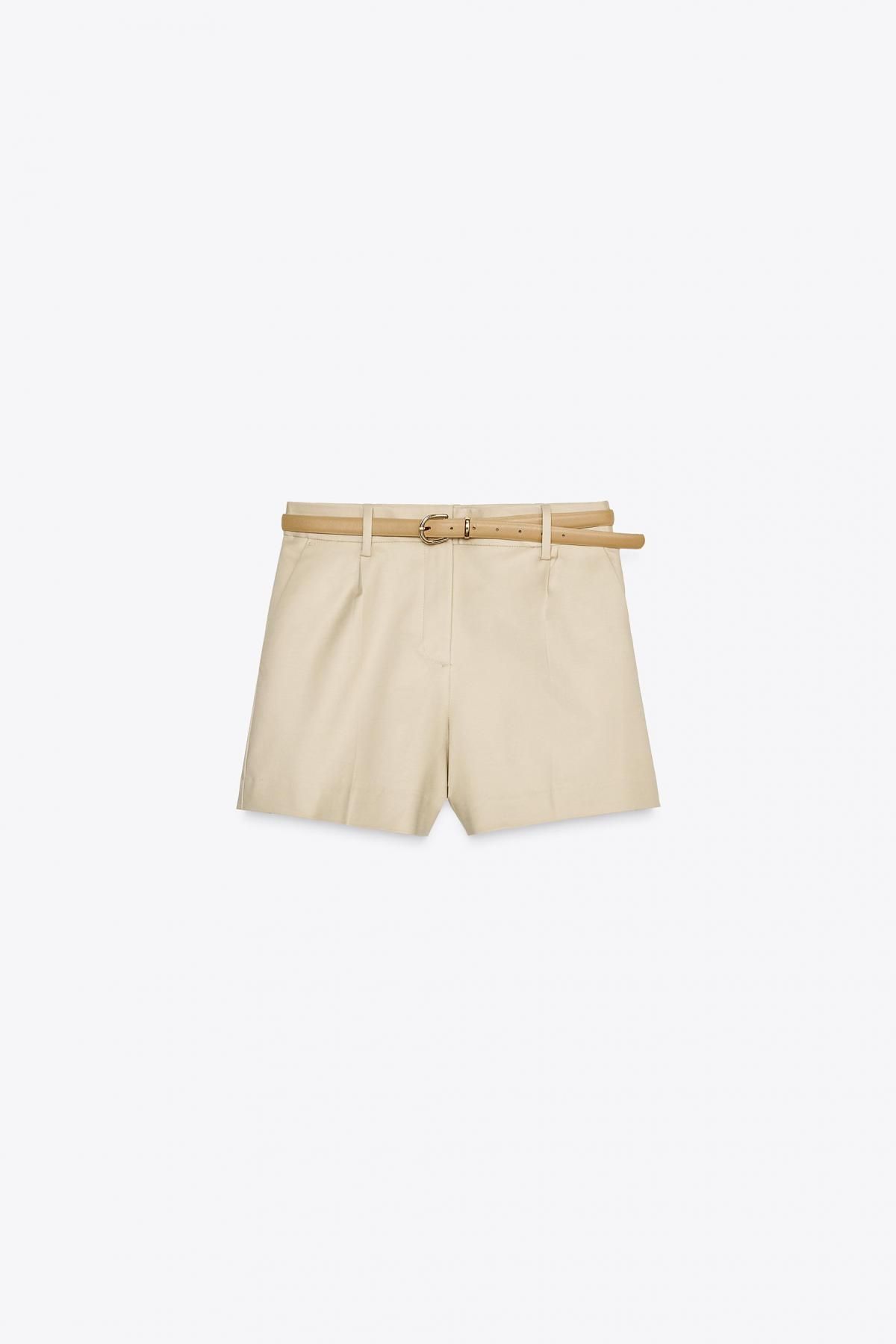 자라 벨트 핀턱 버뮤다 쇼츠 4387/172 LIGHT CAMEL - 메인 이미지