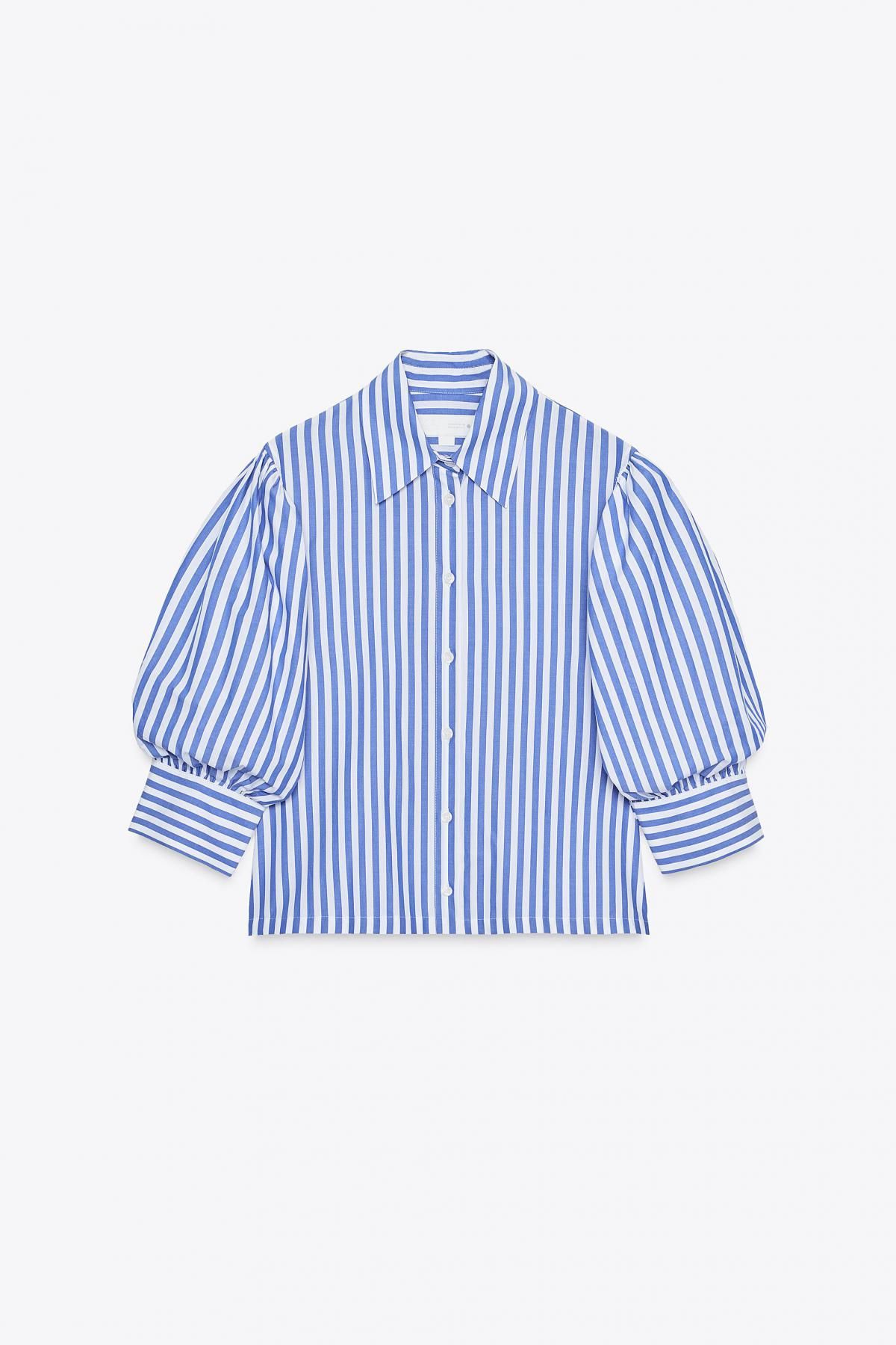 자라 스트라이프 퍼프소매 코튼 반팔 셔츠 2731/082 STRIPED - 메인 이미지