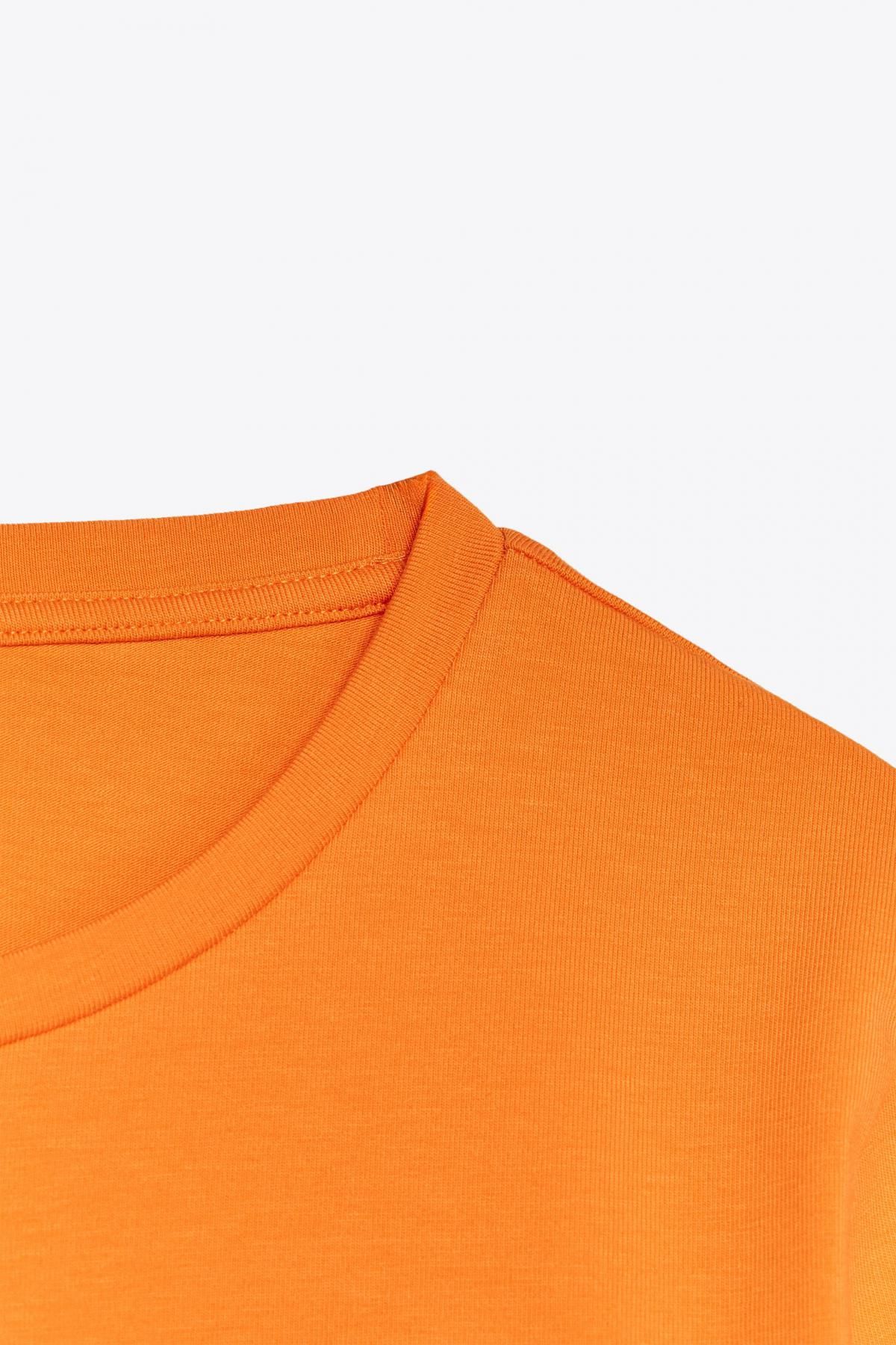 자라 오렌지 크롭 스트레치 반팔 티셔츠 2335/299 ORANGE - 상세 이미지 3