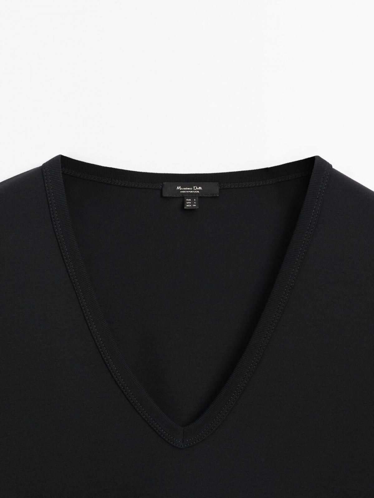 마시모두띠 미니멀 브이넥 100 코튼 반팔 티셔츠 6832/542 BLACK - 상세 이미지 5
