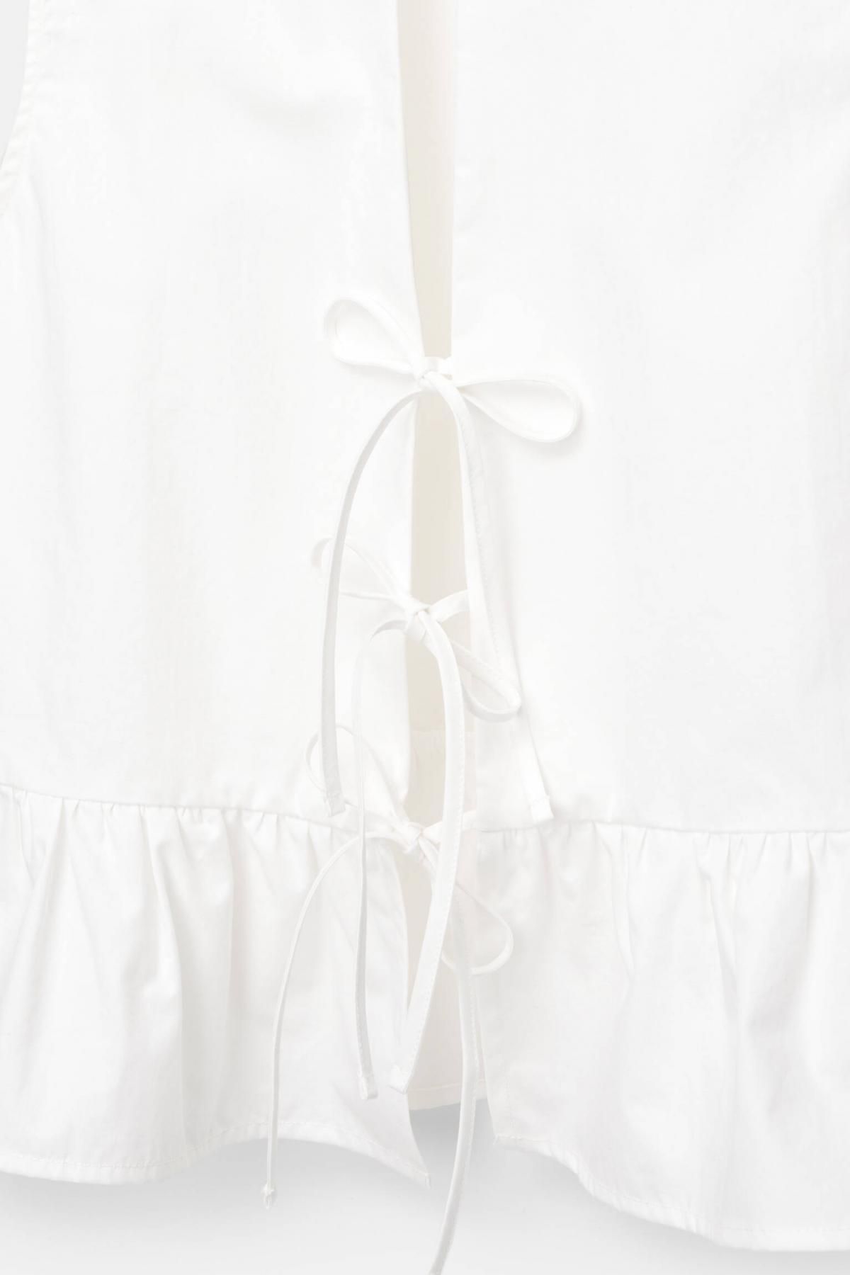 풀앤베어 러플 스트랩 코튼 블라우스 7472/329 WHITE - 상세 이미지 4