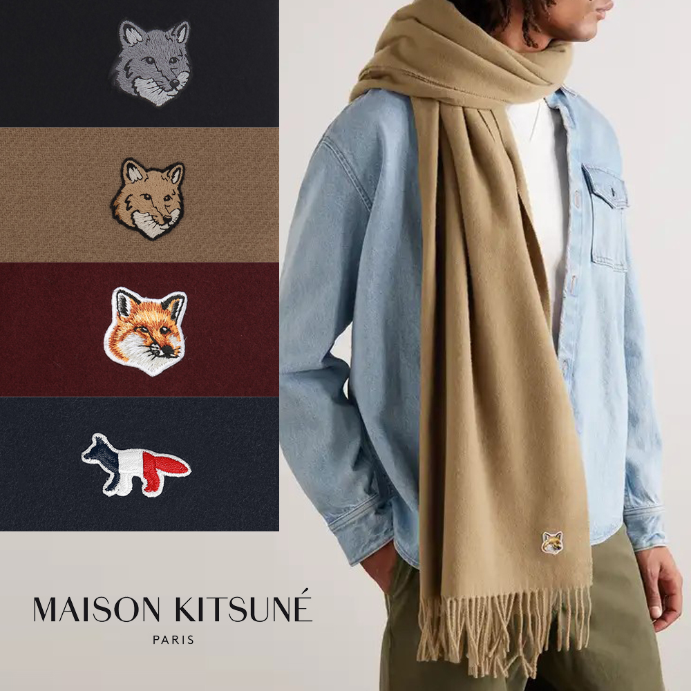 [오늘출발] 메종키츠네 목도리 머플러 폭스헤드 볼드폭스 트리컬러