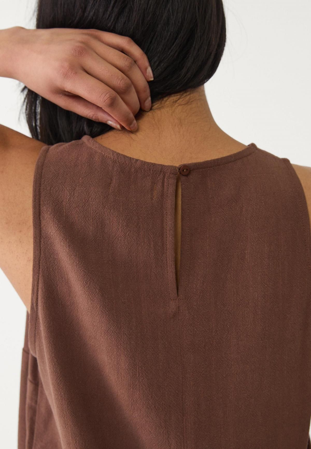 스트라디바리우스 린넨 블렌드 하이웨스트 쇼츠 1396/559 BROWN - 상세 이미지 3