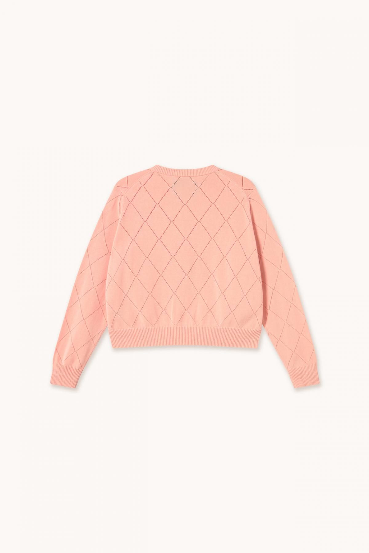 타이니코튼 다이아몬드 패턴 라운드넥 니트 카디건 라라 SS25-771R79 ROSA - 상세 이미지 5