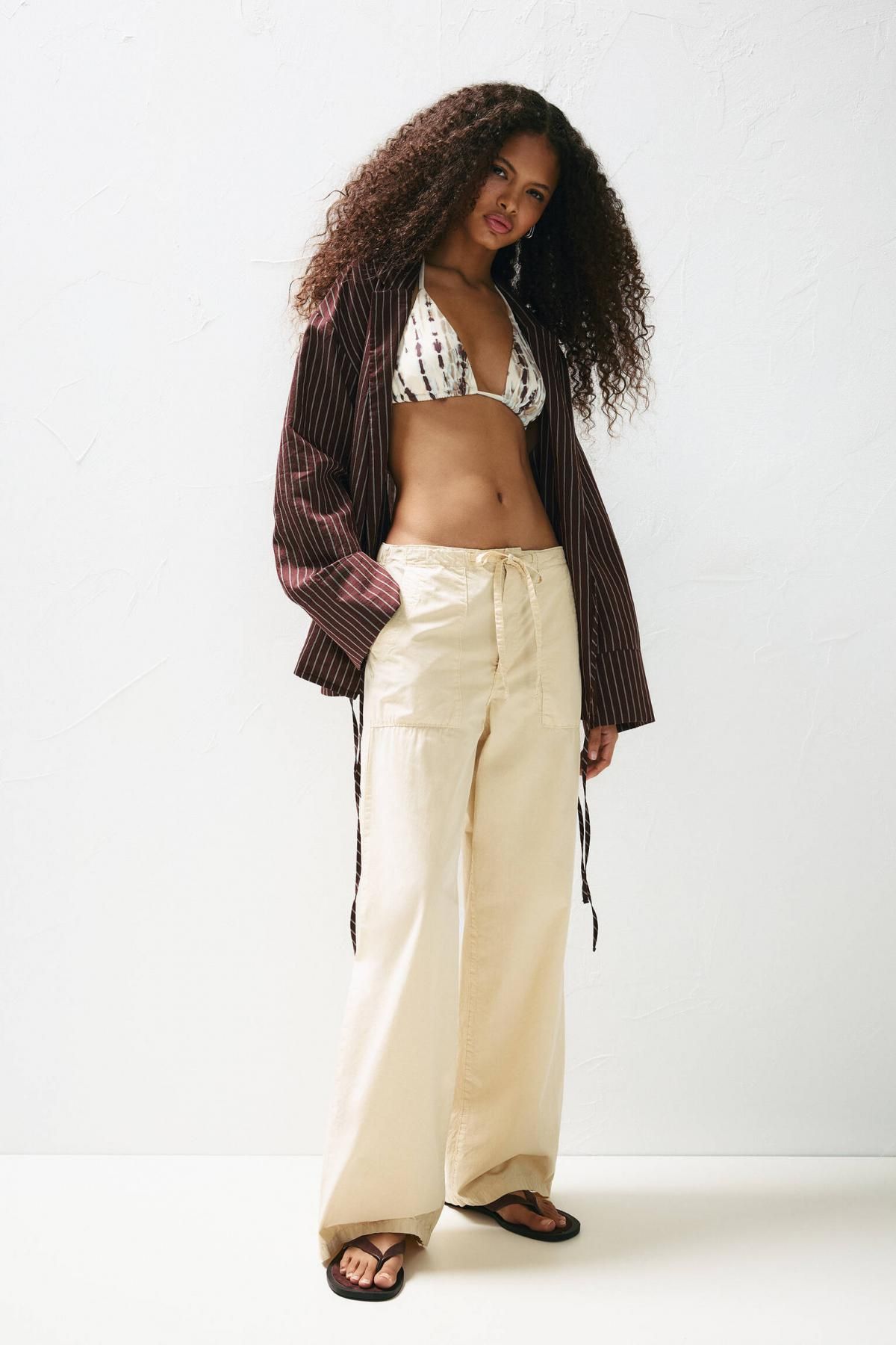 풀앤베어 캐주얼 와이드핏 포플린 배기 팬츠 7675/315 VANILLA - 상세 이미지 3