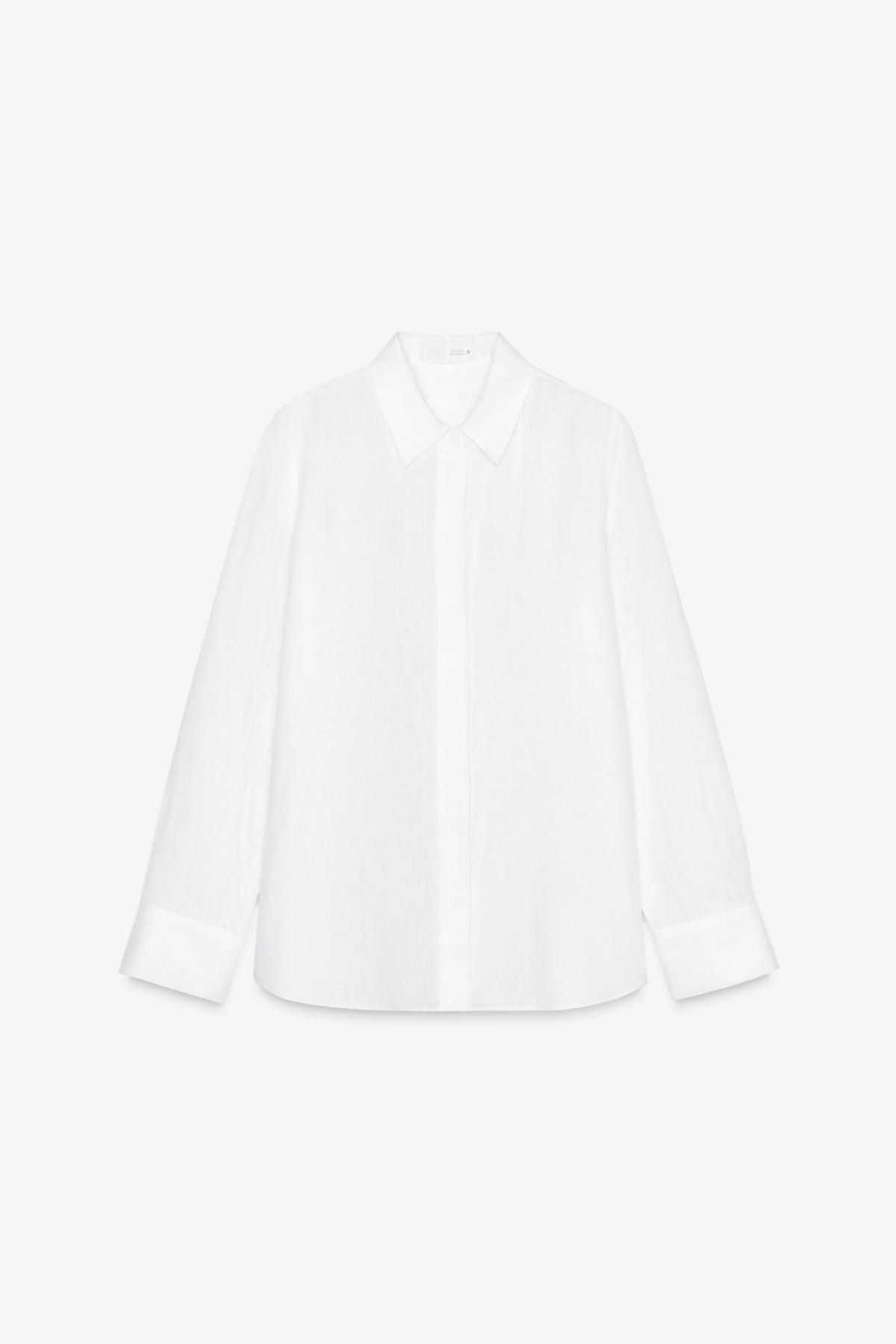 자라 프리미엄 린넨 긴팔 셔츠 5344/241 WHITE - 메인 이미지
