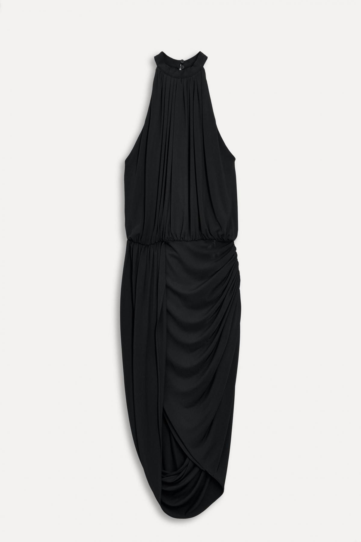 자라 모던 드레이프 비대칭 홀터넥 미디 원피스 3358/501 BLACK - 메인 이미지