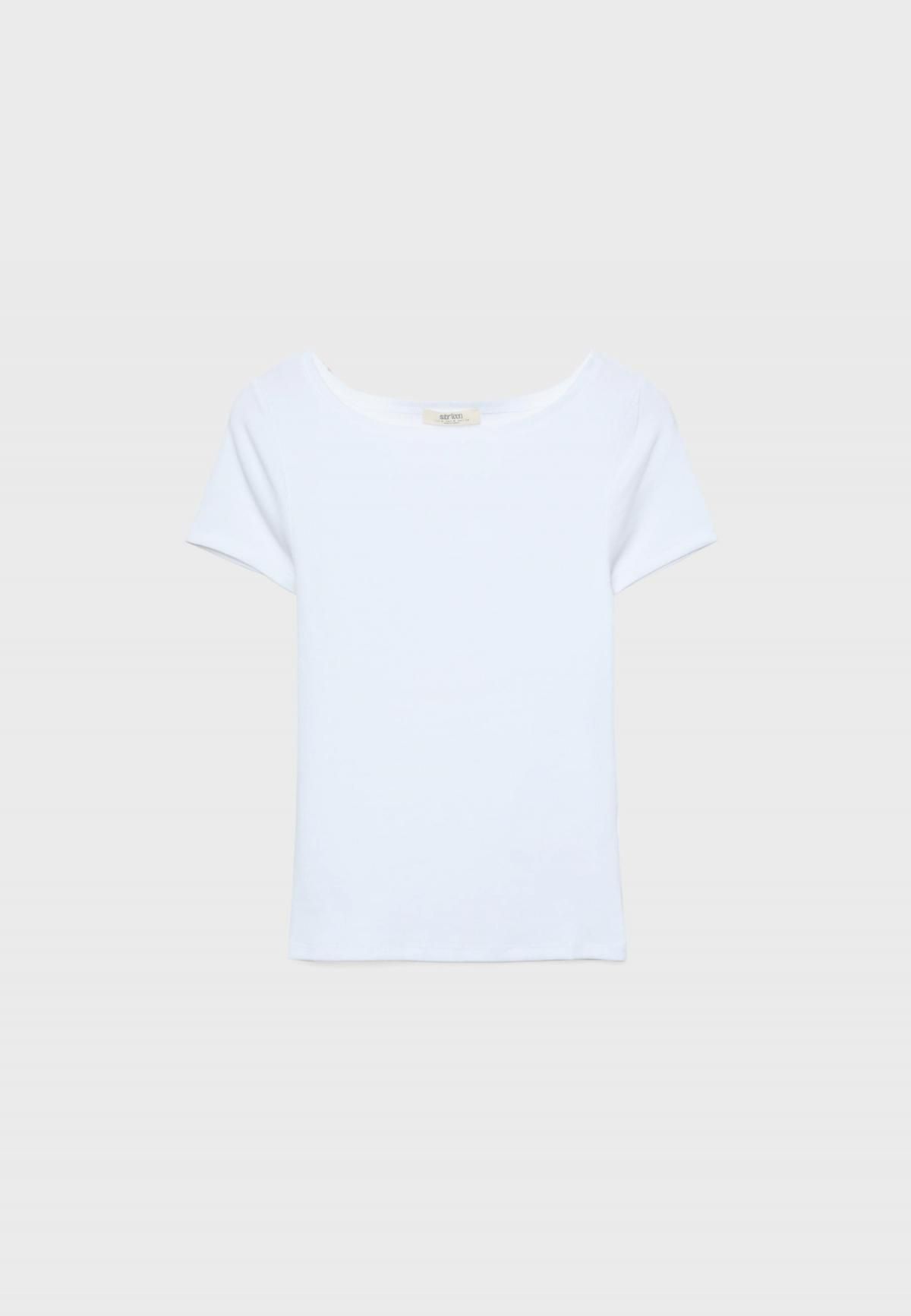 스트라디바리우스 미니멀 보트넥 반팔 티셔츠 7061/305 WHITE - 상품 이미지