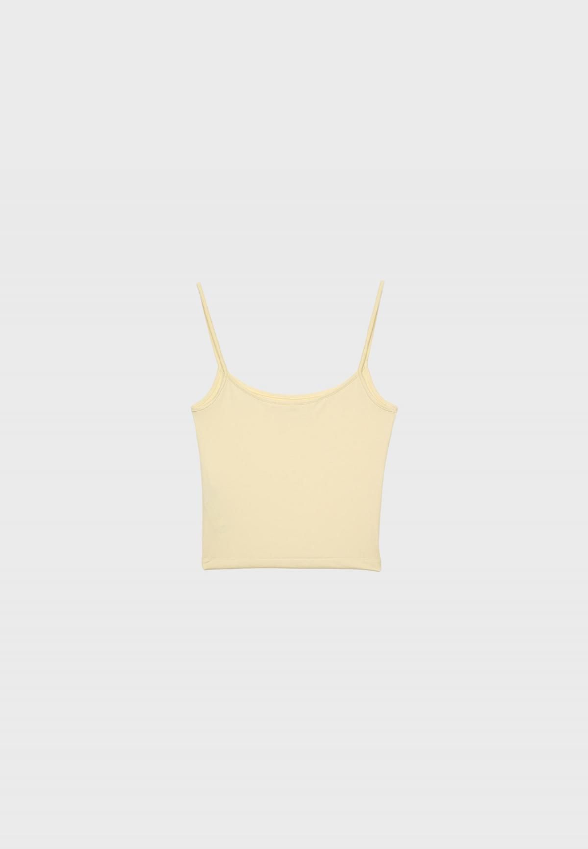 스트라디바리우스 베이직 스트래피 폴리아미드 민소매 슬림핏 탑 8146/116 PASTEL YELLOW - 상세 이미지 3