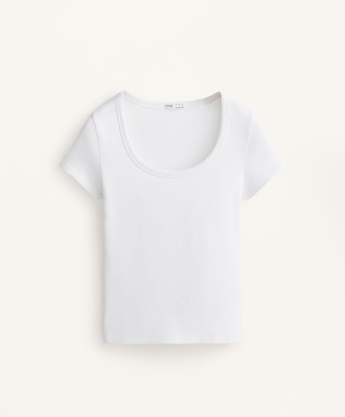 오이쇼 베이직 코튼 모달 골지 라운드넥 반팔 티셔츠 3105/131 WHITE - 상품 이미지