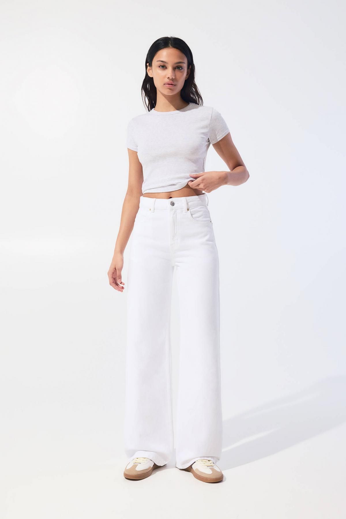 풀앤베어 하이웨이스트 와이드핏 데님 팬츠 3687/378 WHITE - 상세 이미지 3