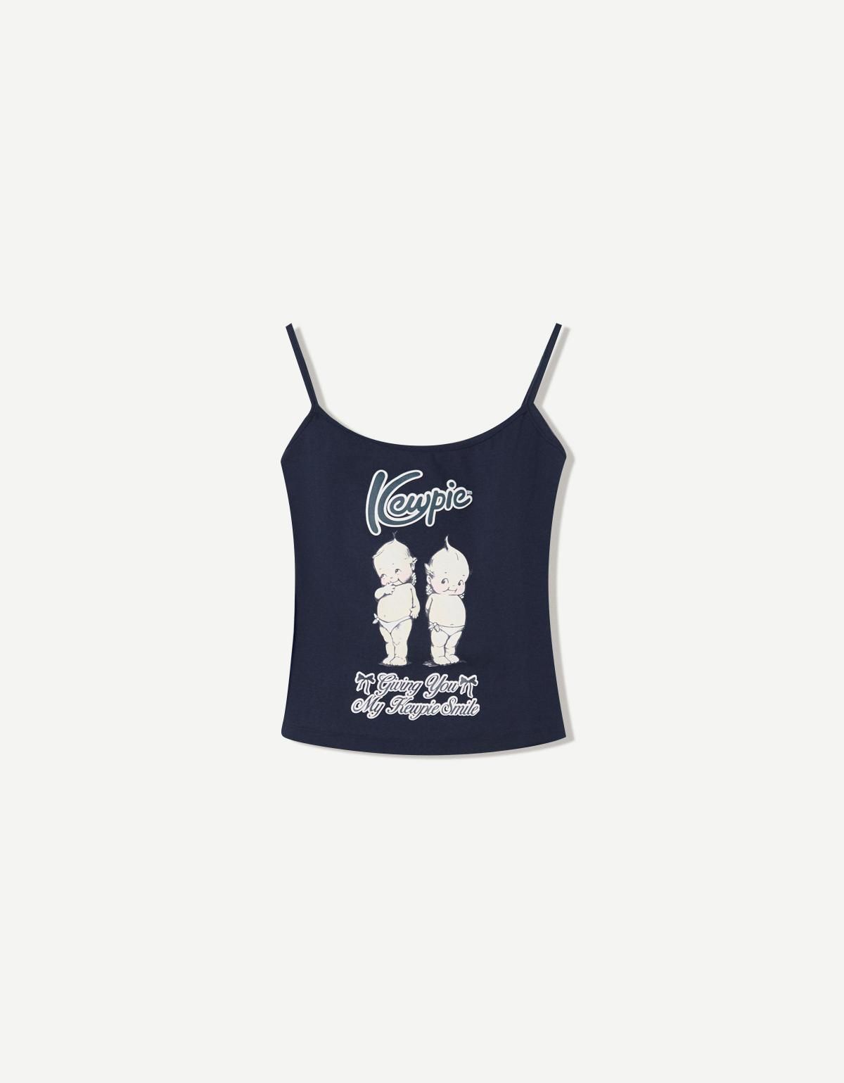 버쉬카 큐피드 프린트 스트랩 민소매 탑 8886/167 NAVY - 메인 이미지