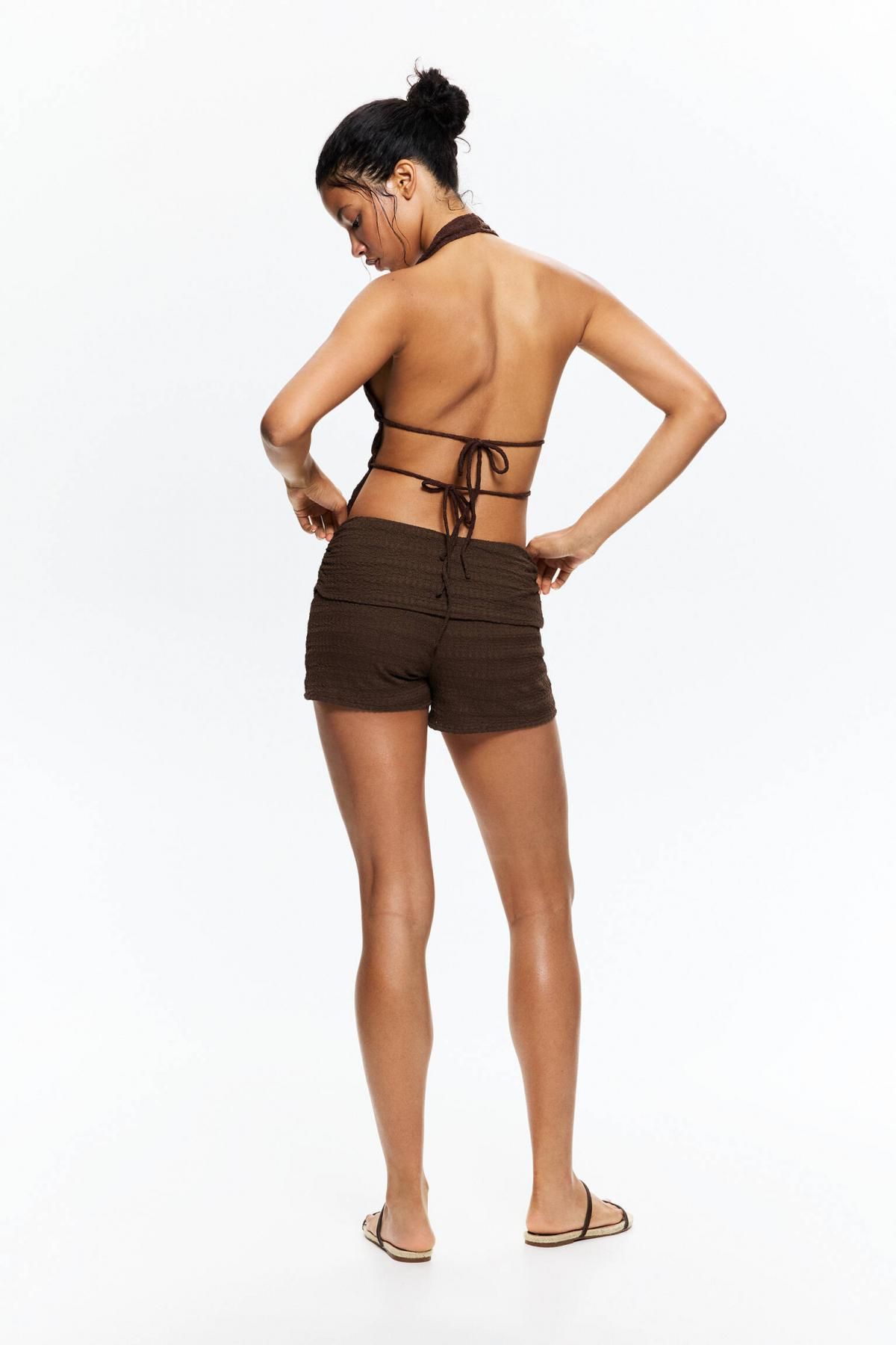 풀앤베어 러스틱 웨이스트 폴드오버 스트레치 반바지 7696/331 CHOCOLATE - 상세 이미지 4