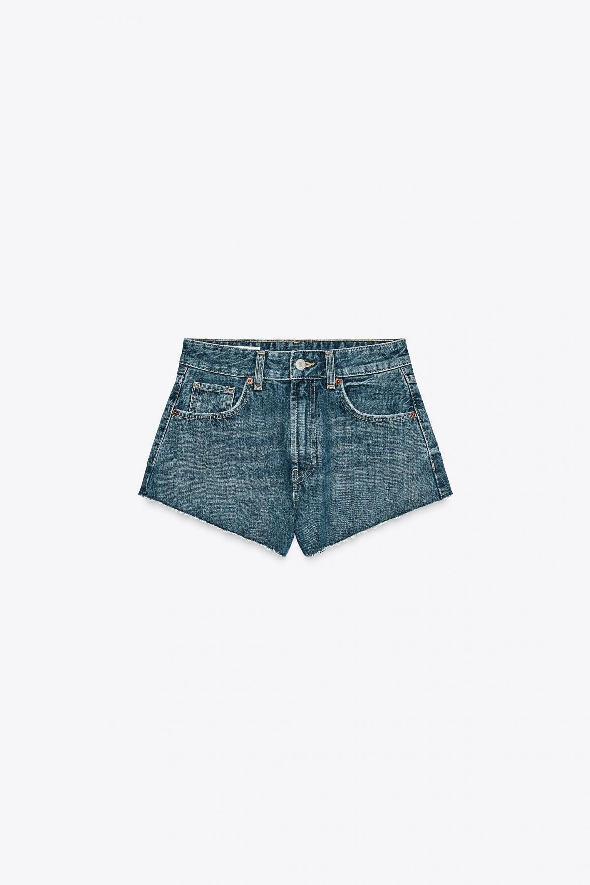 자라 트렌디 미드웨이스트 A라인 데님 미니 쇼츠 8197/104 BLUE / GREY - 메인 이미지