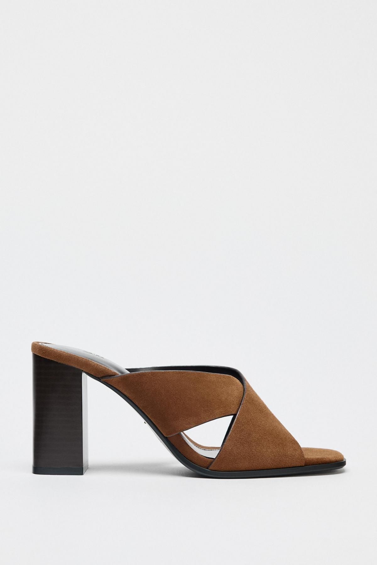 자라 스웨이드 블록힐 슬라이드 샌들 1342/610 BROWN - 메인 이미지