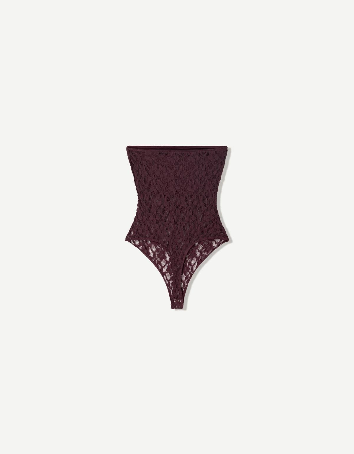 버쉬카 레이스 슬림핏 뷔스티에 브라운 바디수트 3971/173 BURGUNDY - 상세 이미지 2