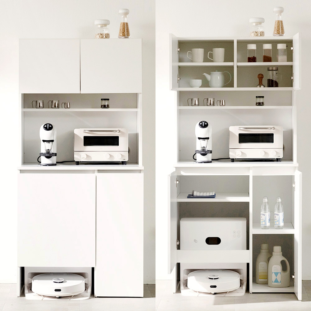 [N포인트 1만]무토 홈카페 선반 로봇청소기 수납장 로봇청소기장_800, 2단, 화이트
