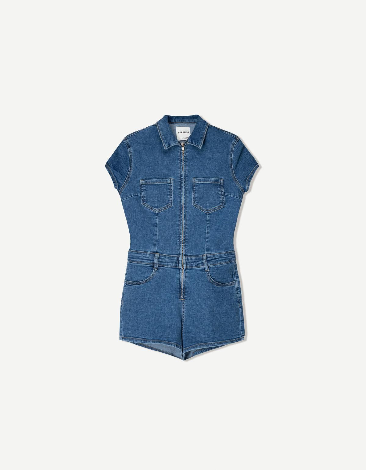 버쉬카 데님 숏 점프수트 3489/180 LIGHT BLUE - 상품 이미지
