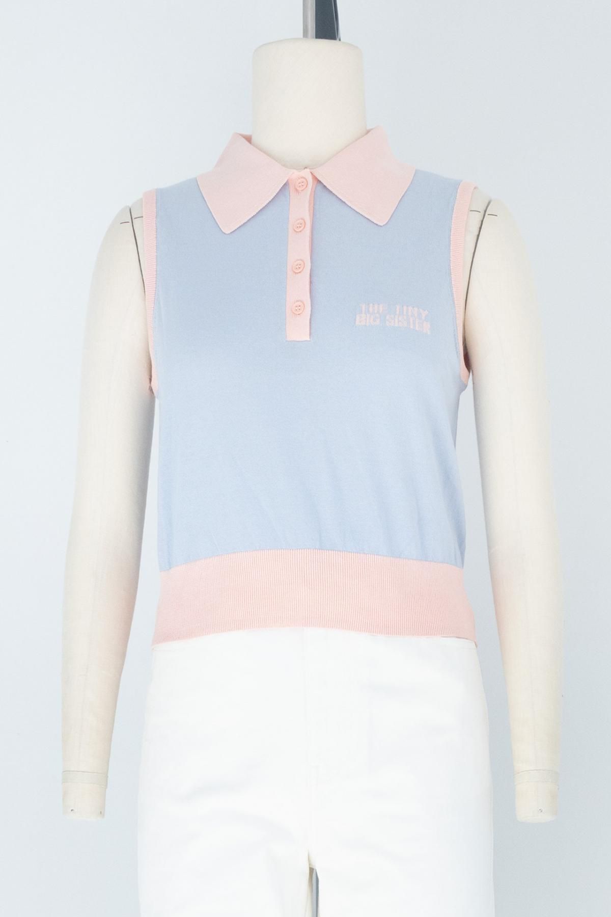 타이니코튼 프레피 니트 민소매 폴로 크롭 탑 SS25-770L19 ONE COLOR - 상세 이미지 3