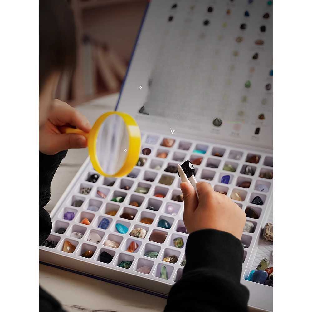 지질학 표본 세트 크리스탈 광석 천연 원석 학습용 보석 100종+일러스트+도구 - 상세 이미지 2