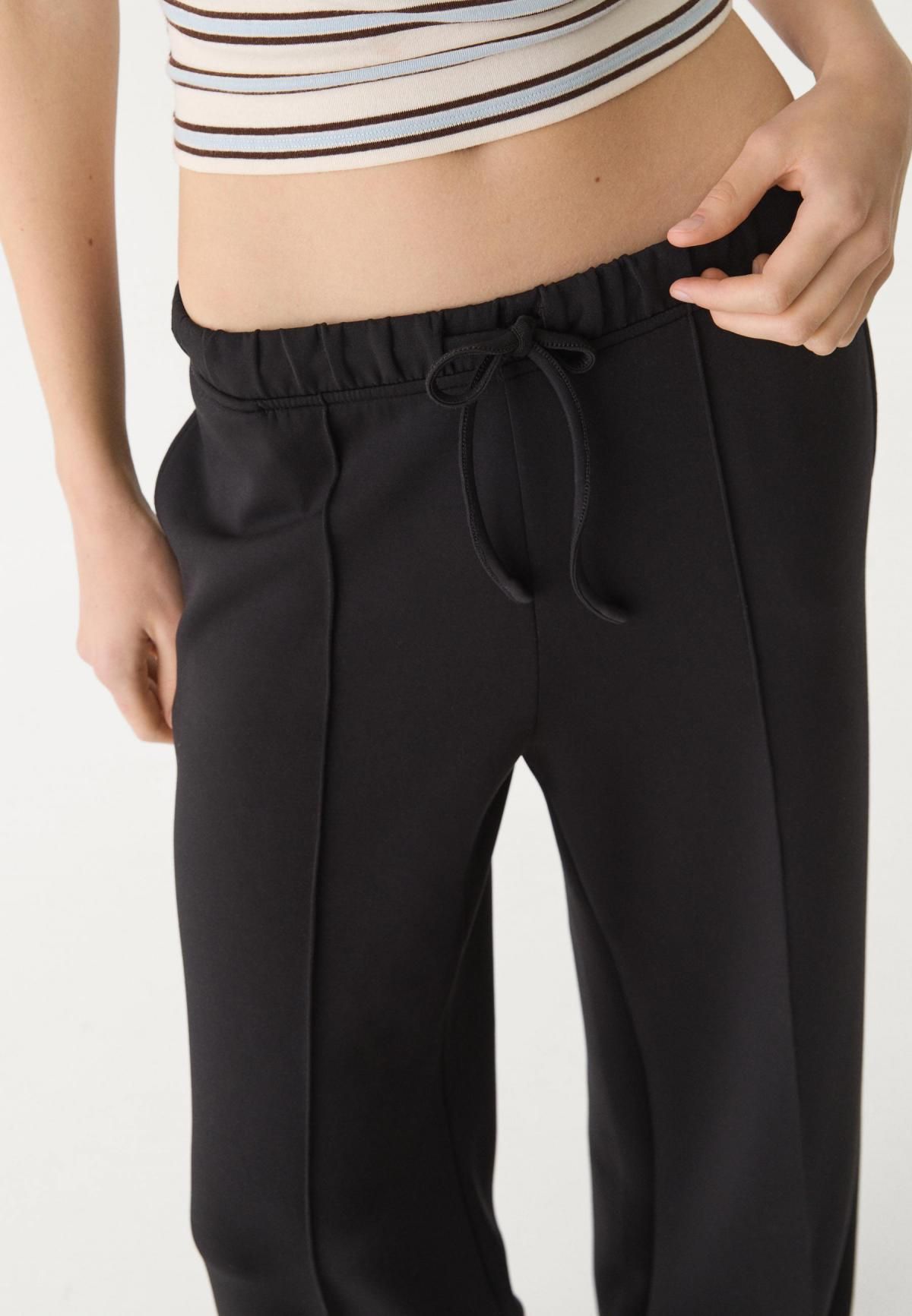 스트라디바리우스 소프트 와이드핏 스트레이트 팬츠 4512/257 BLACK - 상세 이미지 3